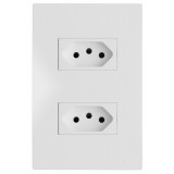 Conjunto Tomada Duplo 20a Separado 4x2 - RECTA BRANCO SATIN FOSCO